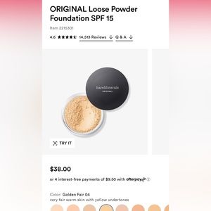 Bare minerals original loose powder GOLDEN FAIR